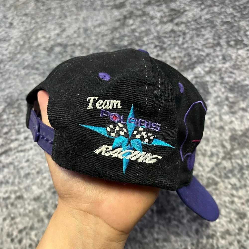 Vintage Team Polaris Racing Hat‎ Snap Back Black Purple Embroidered 90s